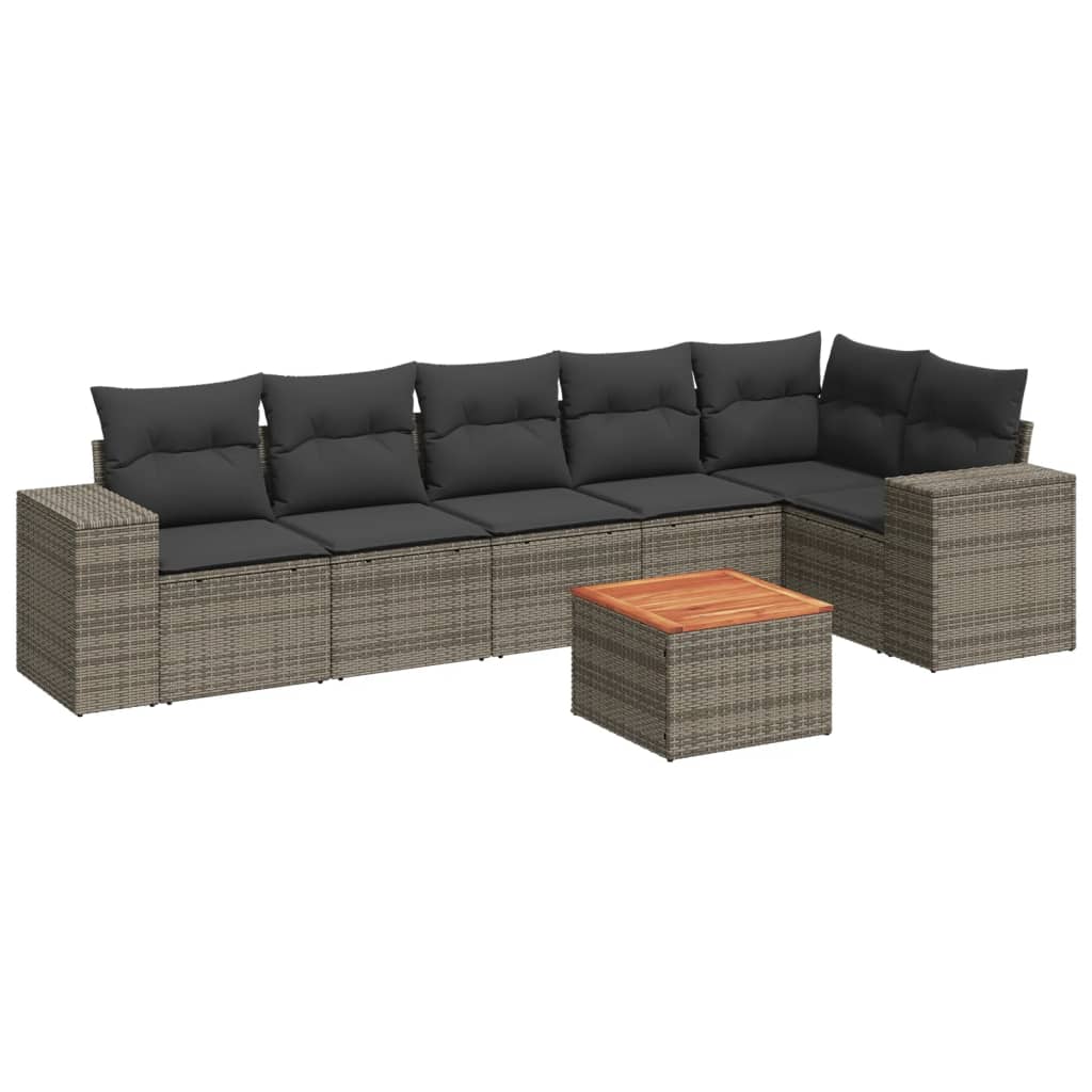 7-dijelni set vrtnih sofa sivi od poliratana