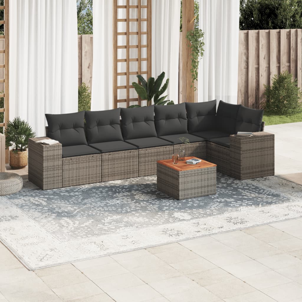 7-dijelni set vrtnih sofa sivi od poliratana
