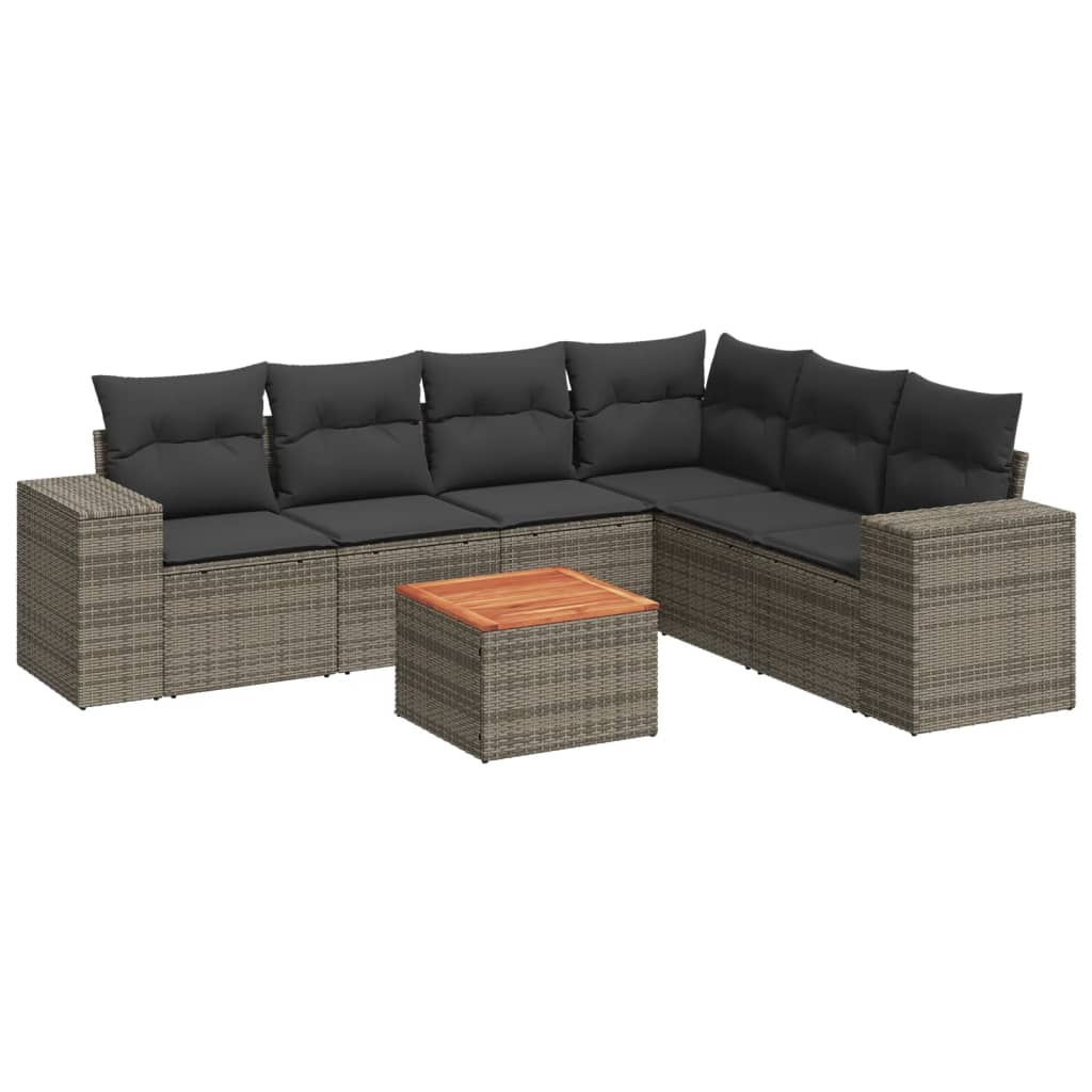7-dijelni set vrtnih sofa sivi od poliratana
