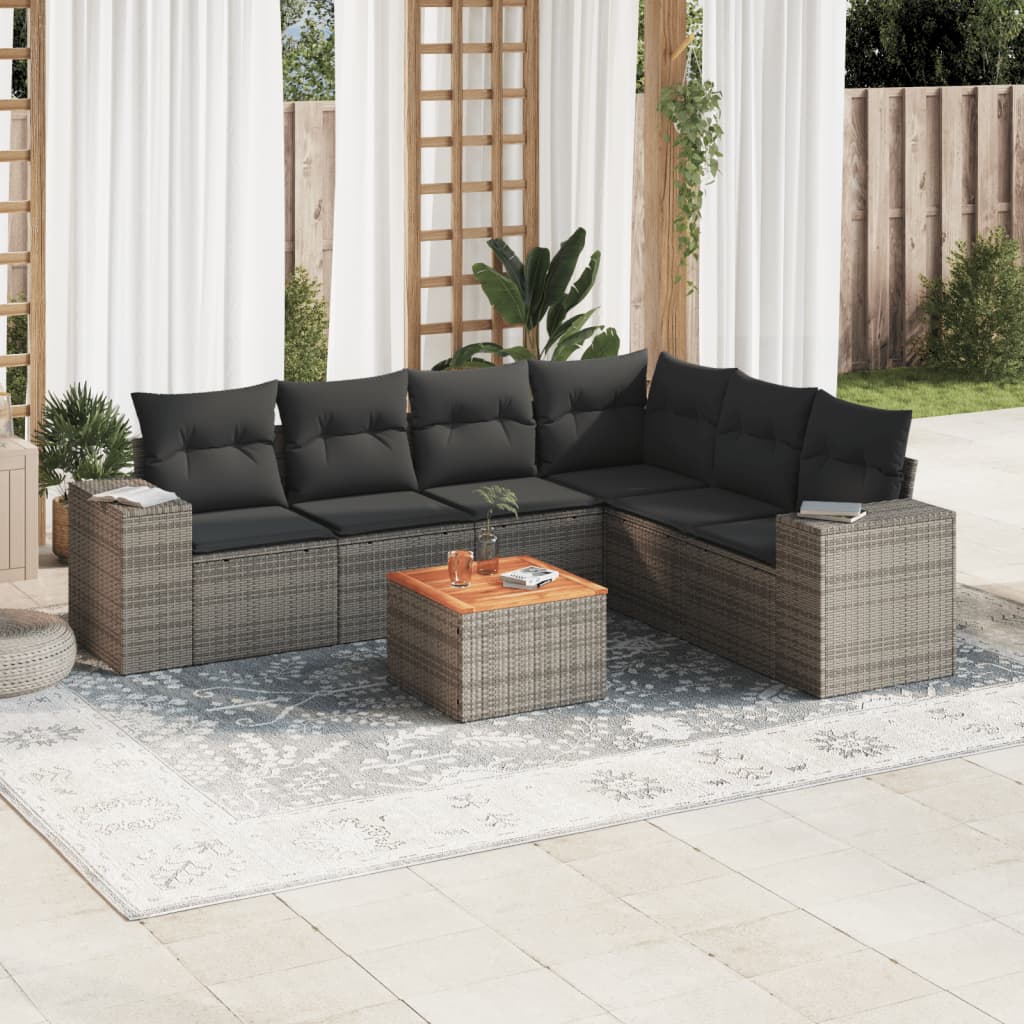 7-dijelni set vrtnih sofa sivi od poliratana