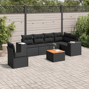 7-dijelni set vrtnih sofa od poliratana s jastucima crni
