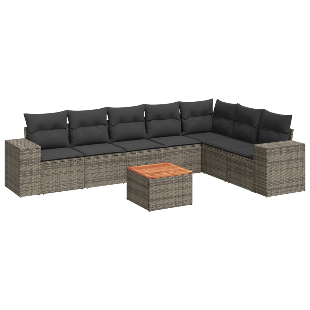 8-dijelni set vrtnih sofa od poliratana s jastucima sivi