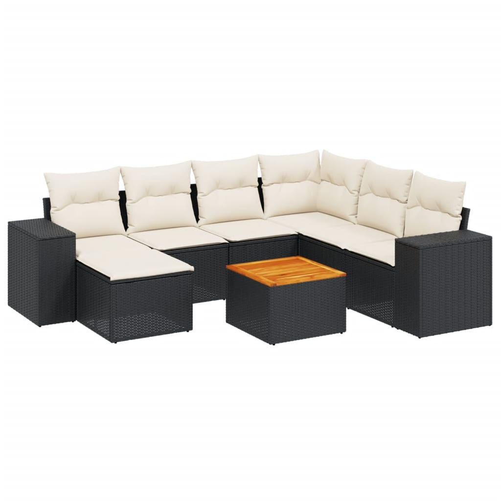 8-dijelni set vrtnih sofa od poliratana s jastucima crni