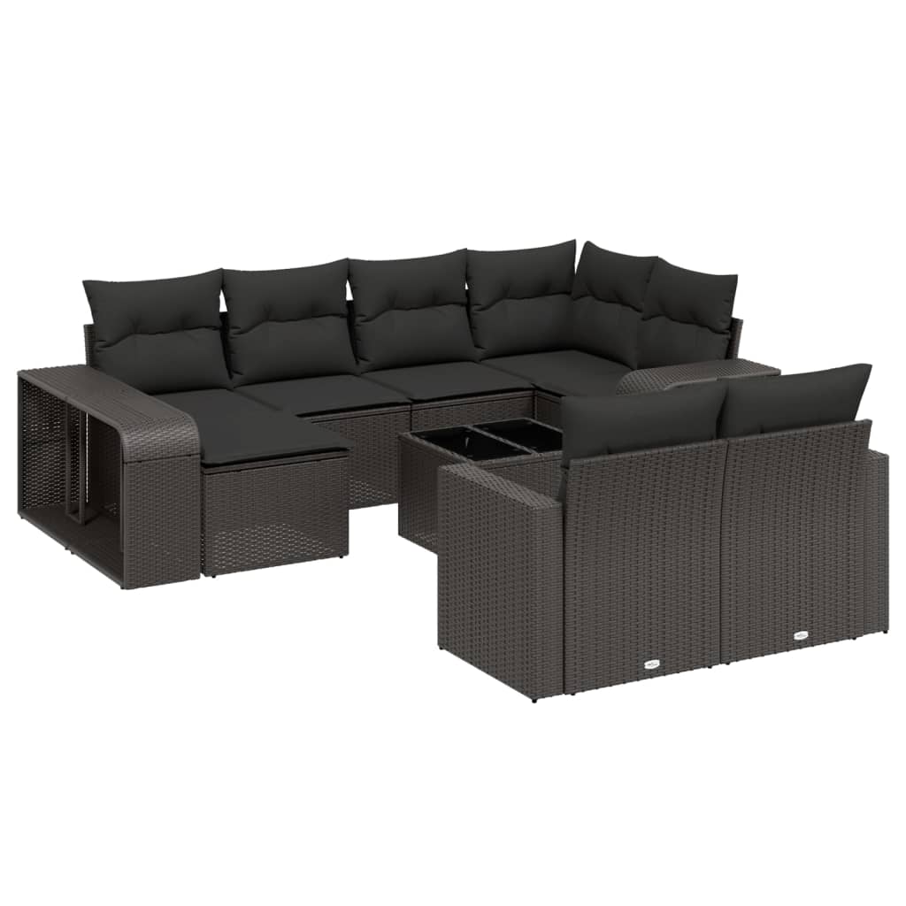 11-dijelni set vrtnih sofa od poliratana s jastucima crni Crna 65.5 x 62 x 69 cm