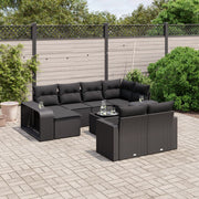 11-dijelni set vrtnih sofa od poliratana s jastucima crni Crna 65.5 x 62 x 69 cm