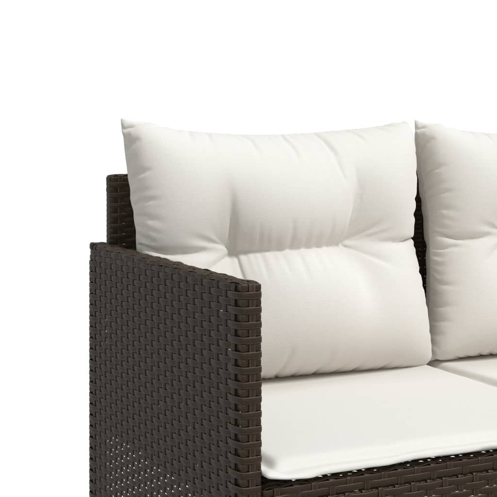 5-dijelni set vrtnih sofa s jastucima poliratan smeđi