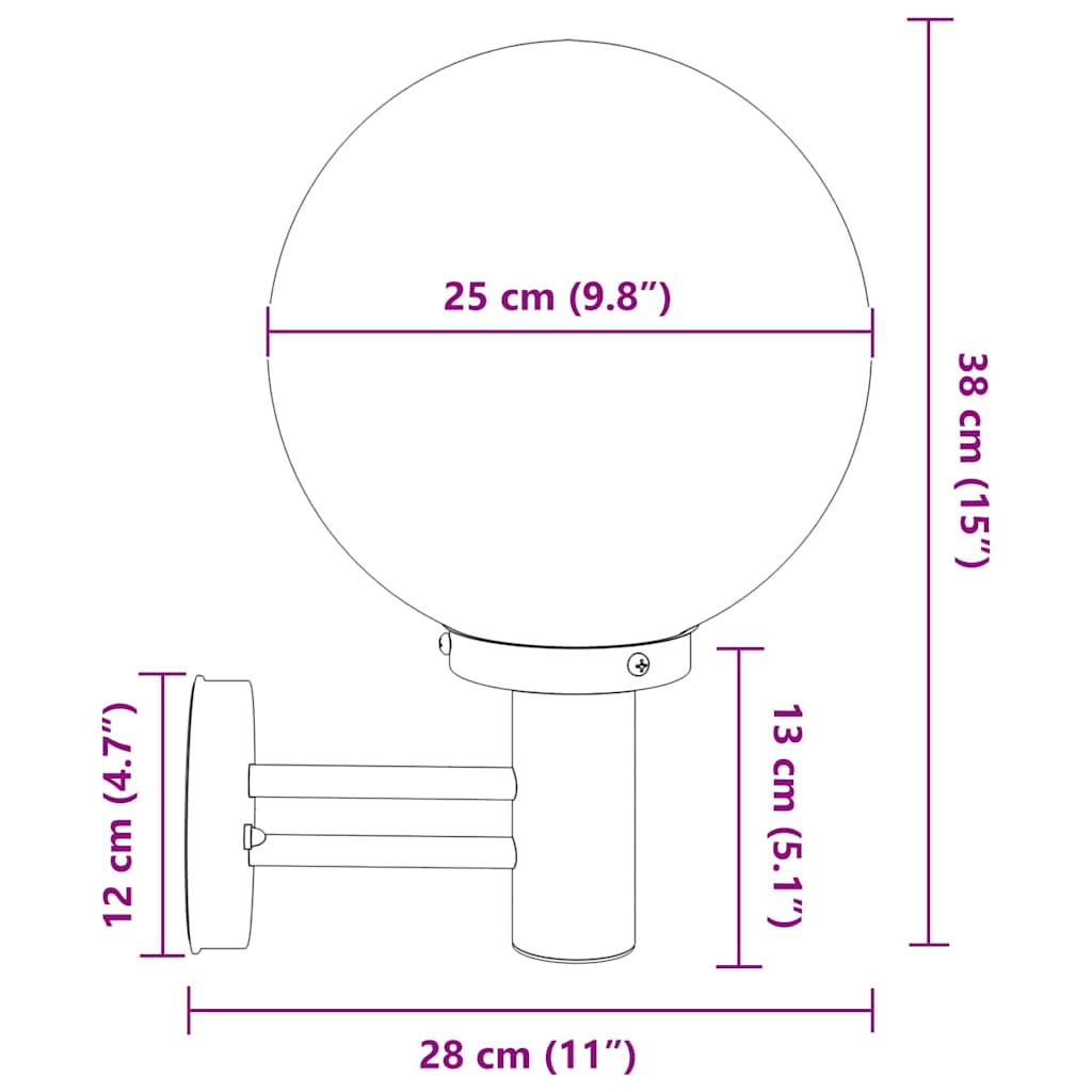 Vanjska zidna lampa Crna 28 x 25 x 38 cm
