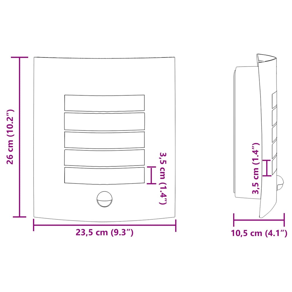 Vanjska zidna lampa Srebrno 23.5 x 9 x 26 cm