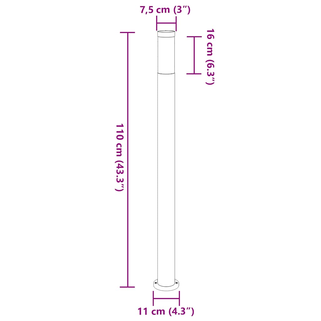 Stupić za zidne lampe 3 kom 110 cm od nehrđajućeg čelika IP44