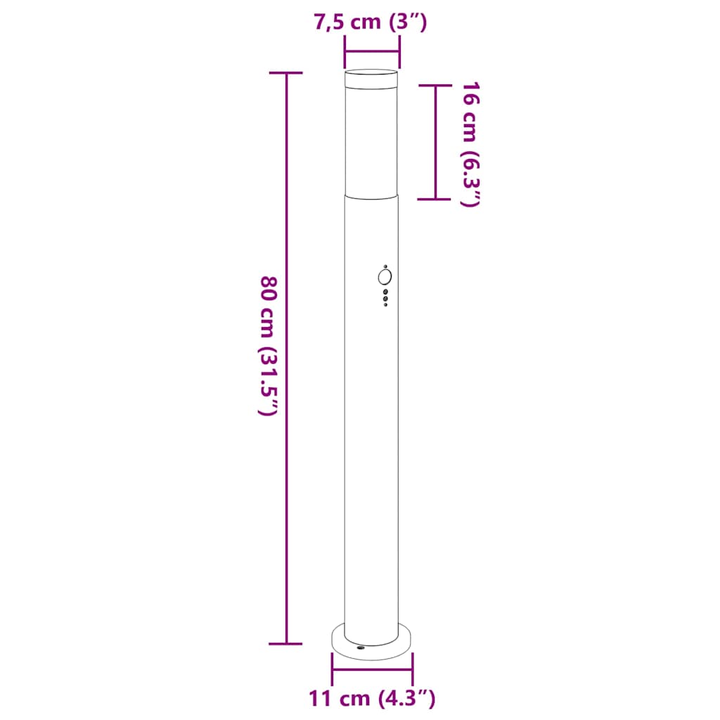 Stupić sa senzorom 80 cm nehrđajući čelik IP44