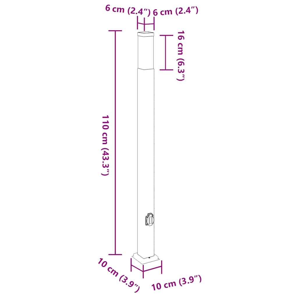 Stupić s utičnicom 110 cm Crna IP44