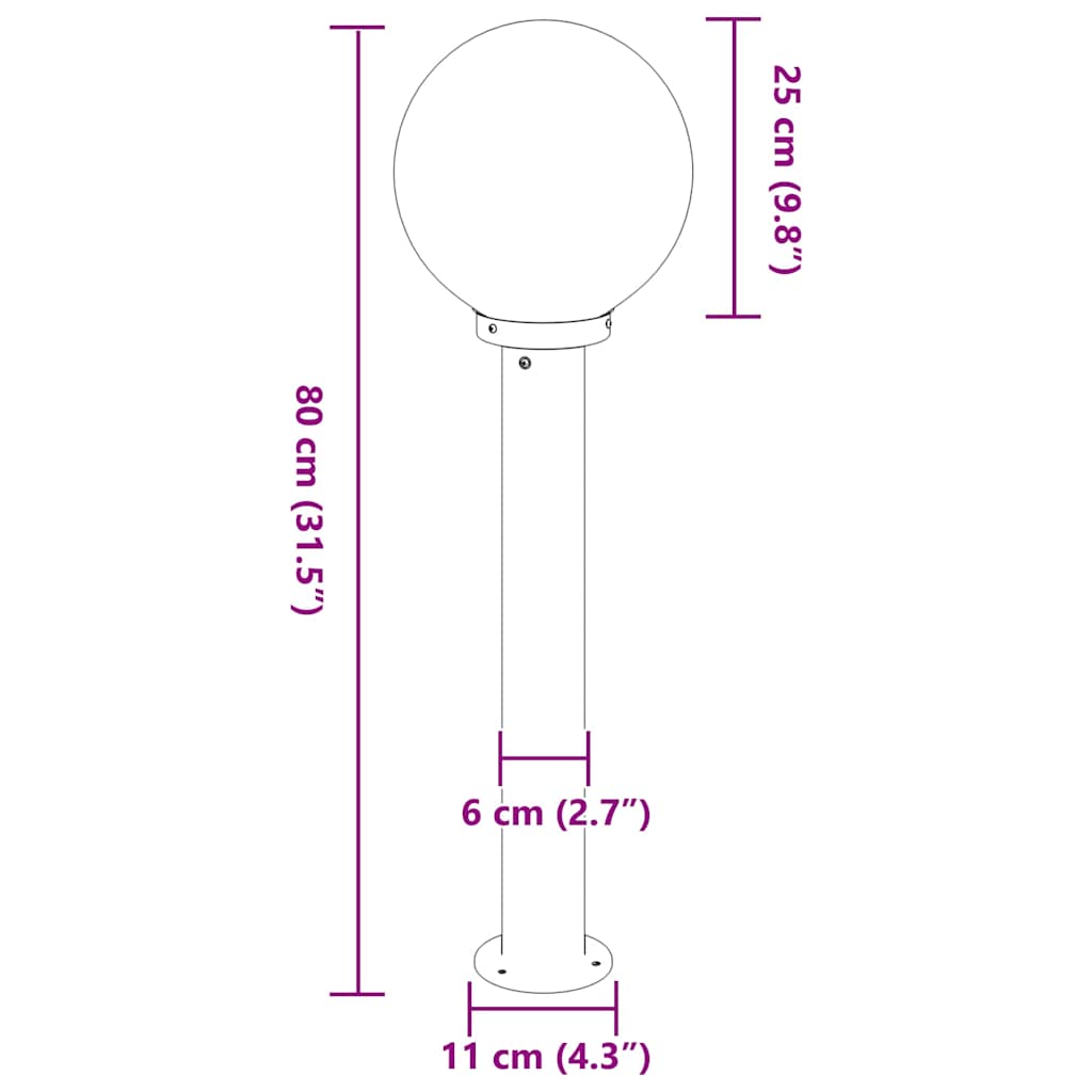Stupić za svjetlo 80 cm Crna IP44