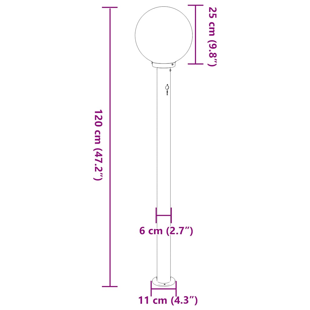Stupić sa senzorom 120 cm Crna IP44