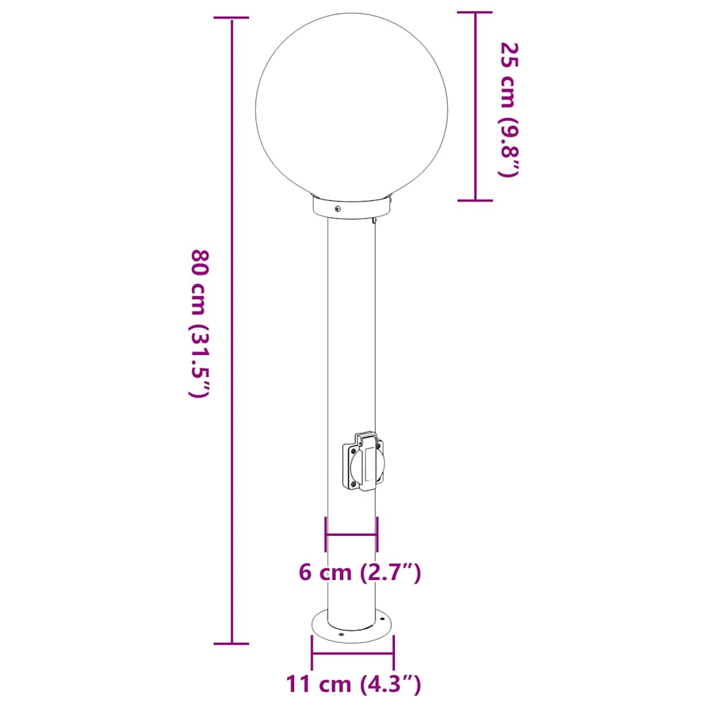 Stupić s utičnicom 3 kom 80 cm crne IP44