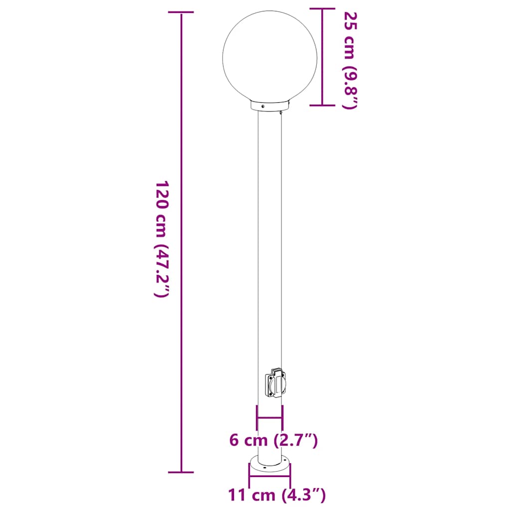 Stupić s utičnicom 120 cm Crna IP44