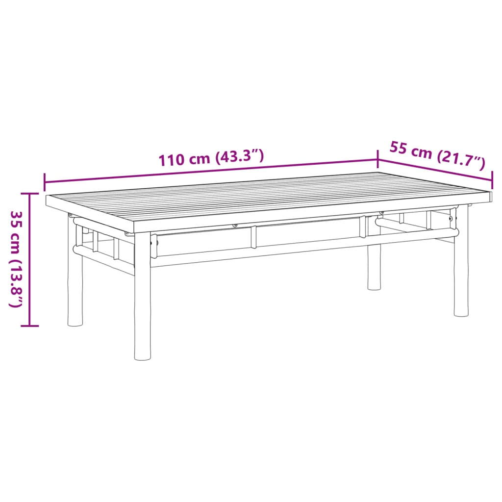 Stolić za kavu 110 x 55 x 35 cm od bambusa