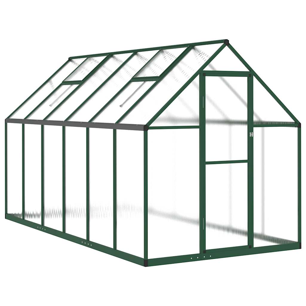 Staklenik s okvirom zeleni 334 x 169 x 195 cm aluminijski