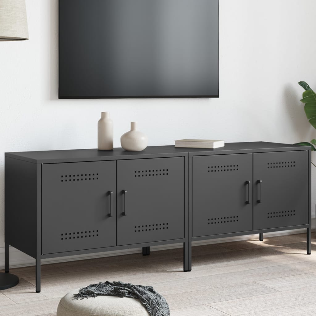 TV ormarići 2 kom crni 68 x 39 x 50,5 cm čelični