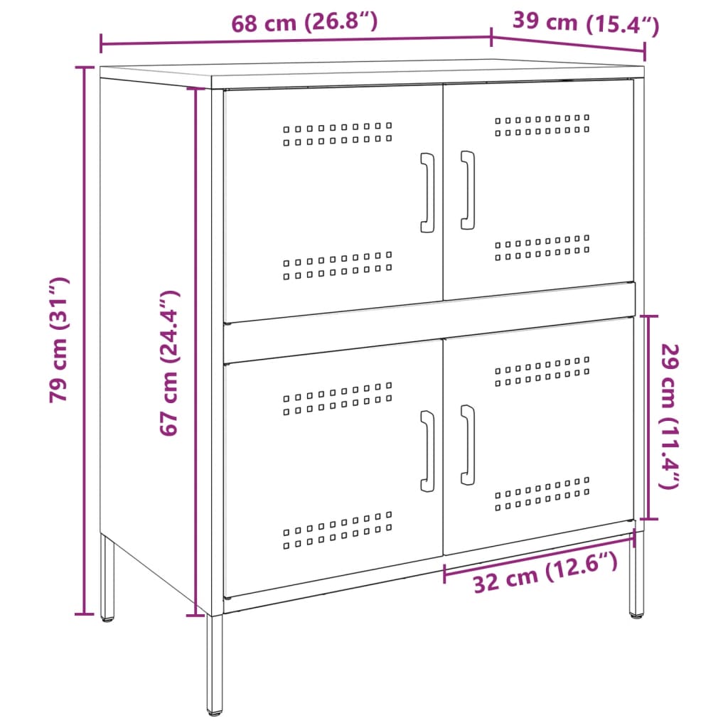 Komoda crna 68 x 39 x 79 cm čelična