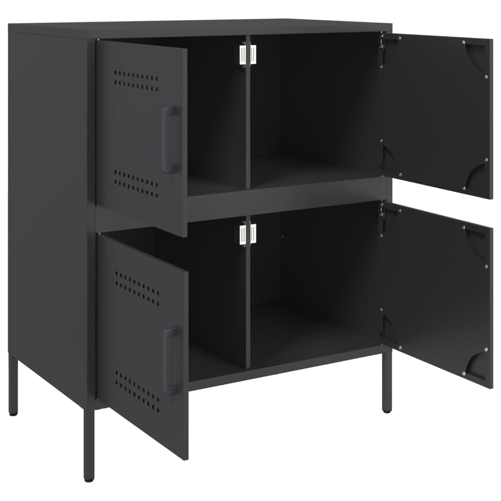 Komoda crna 68 x 39 x 79 cm čelična