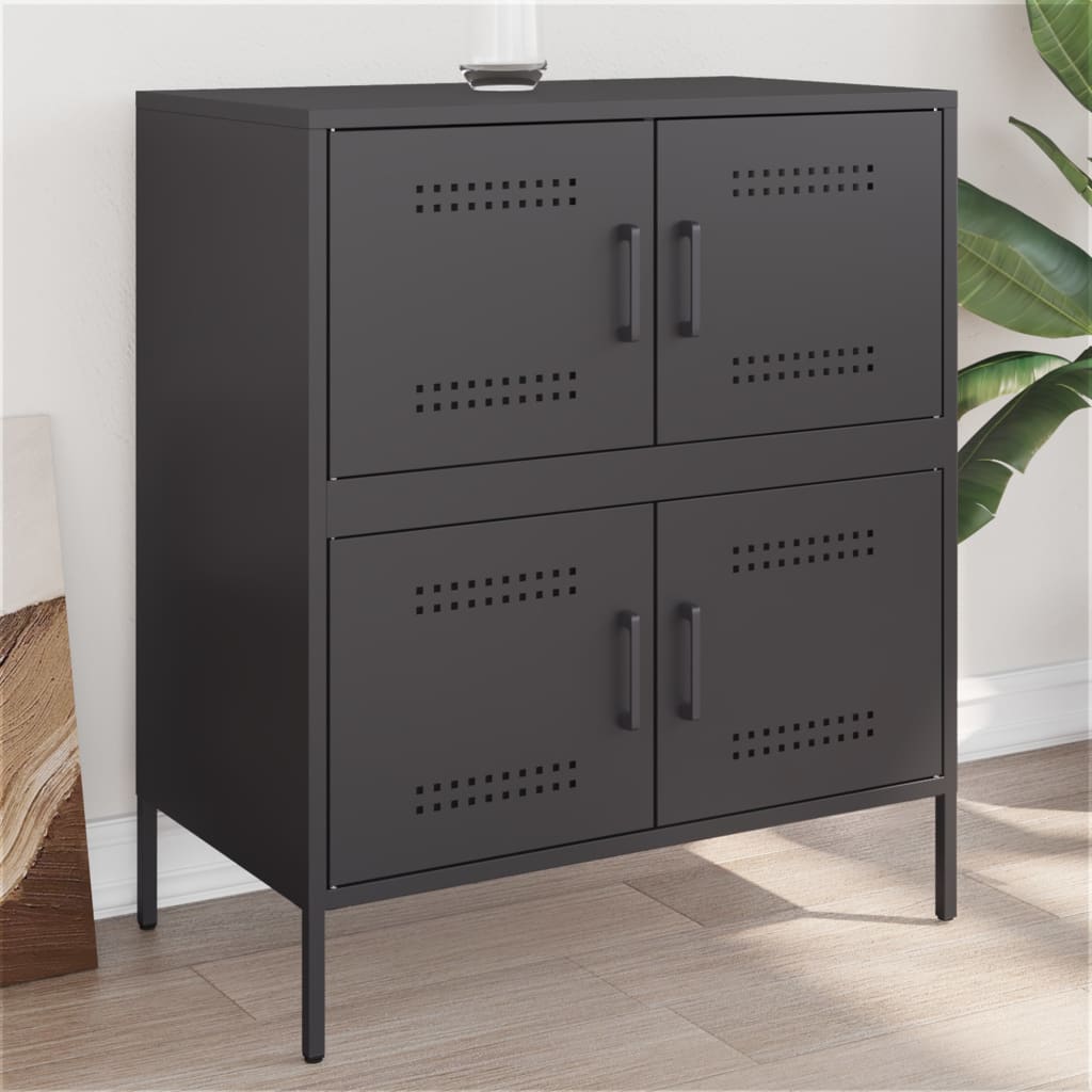 Komoda crna 68 x 39 x 79 cm čelična
