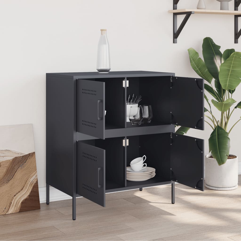 Komoda antracit 68 x 39 x 79 cm čelična