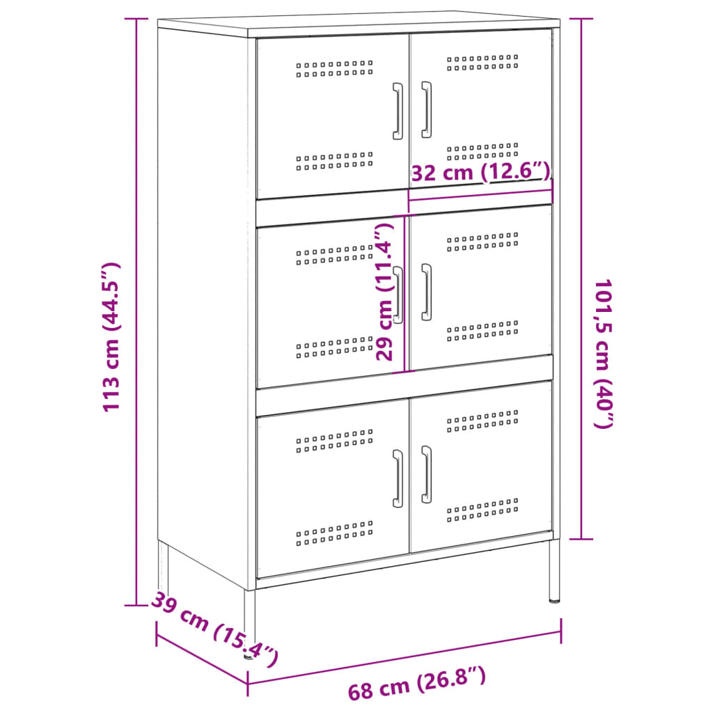 Visoka komoda antracit 67 x 39 x 113 cm čelična