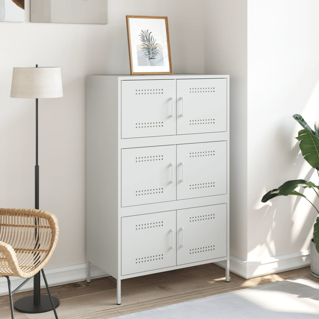Visoka komoda bijela 67 x 39 x 113 cm čelična