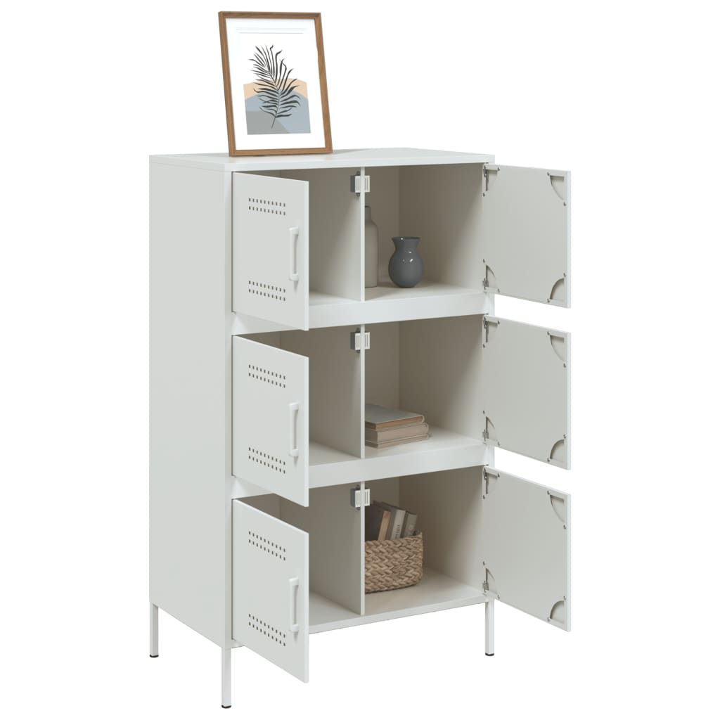 Visoka komoda bijela 67 x 39 x 113 cm čelična