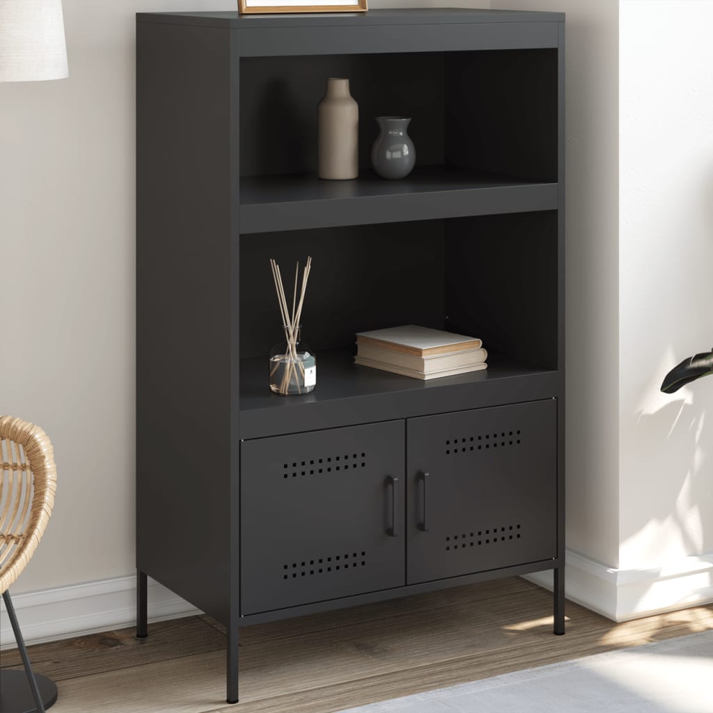 Visoka komoda crna 68 x 39 x 113 cm čelična