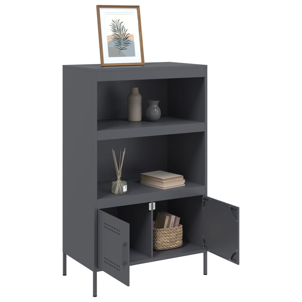 Visoka komoda antracit 67 x 39 x 113 cm čelična