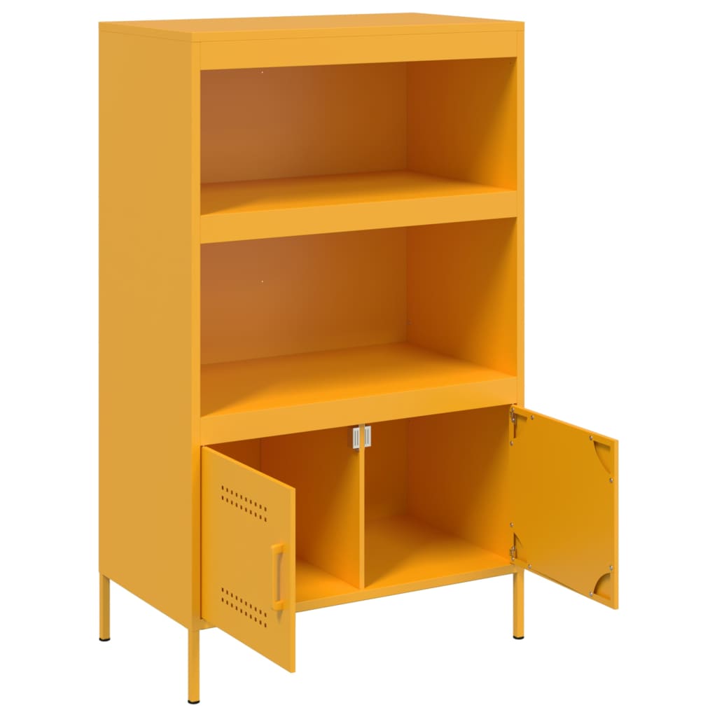 Visoka komoda boja senfa 67 x 39 x 113 cm čelični