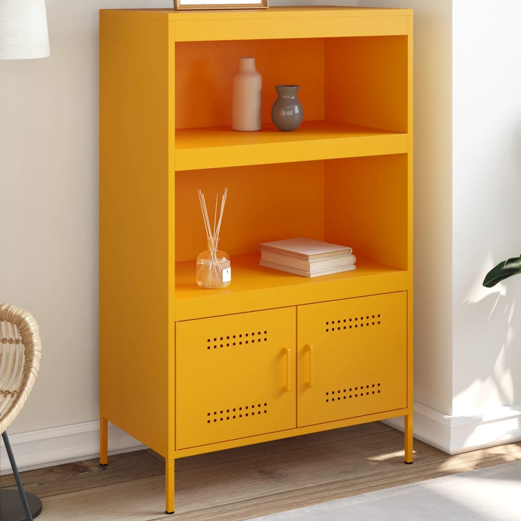 Visoka komoda boja senfa 67 x 39 x 113 cm čelični