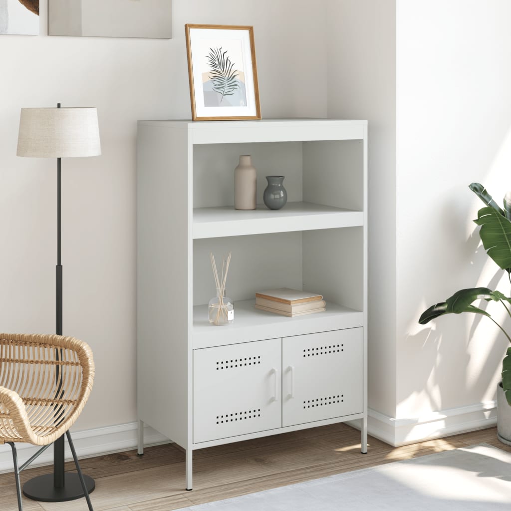 Visoka komoda bijela 67 x 39 x 113 cm čelična