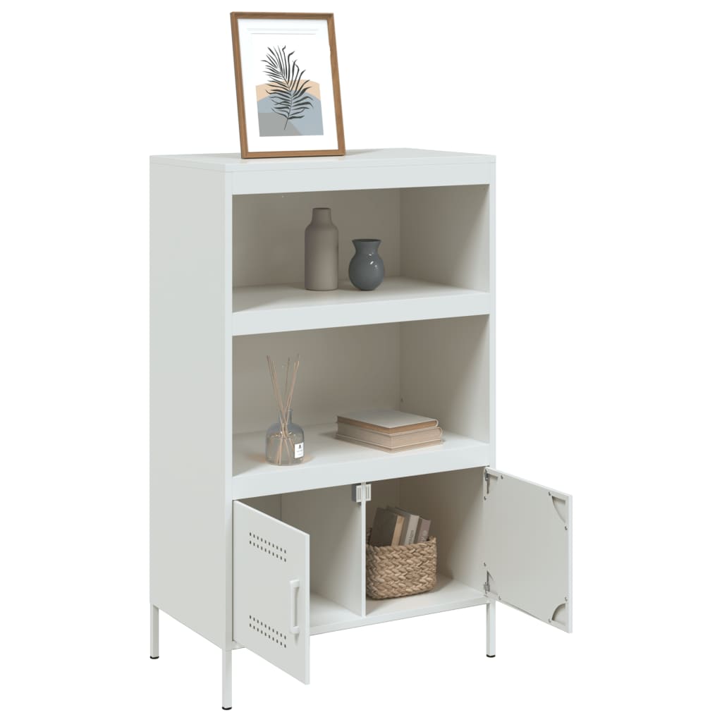 Visoka komoda bijela 67 x 39 x 113 cm čelična
