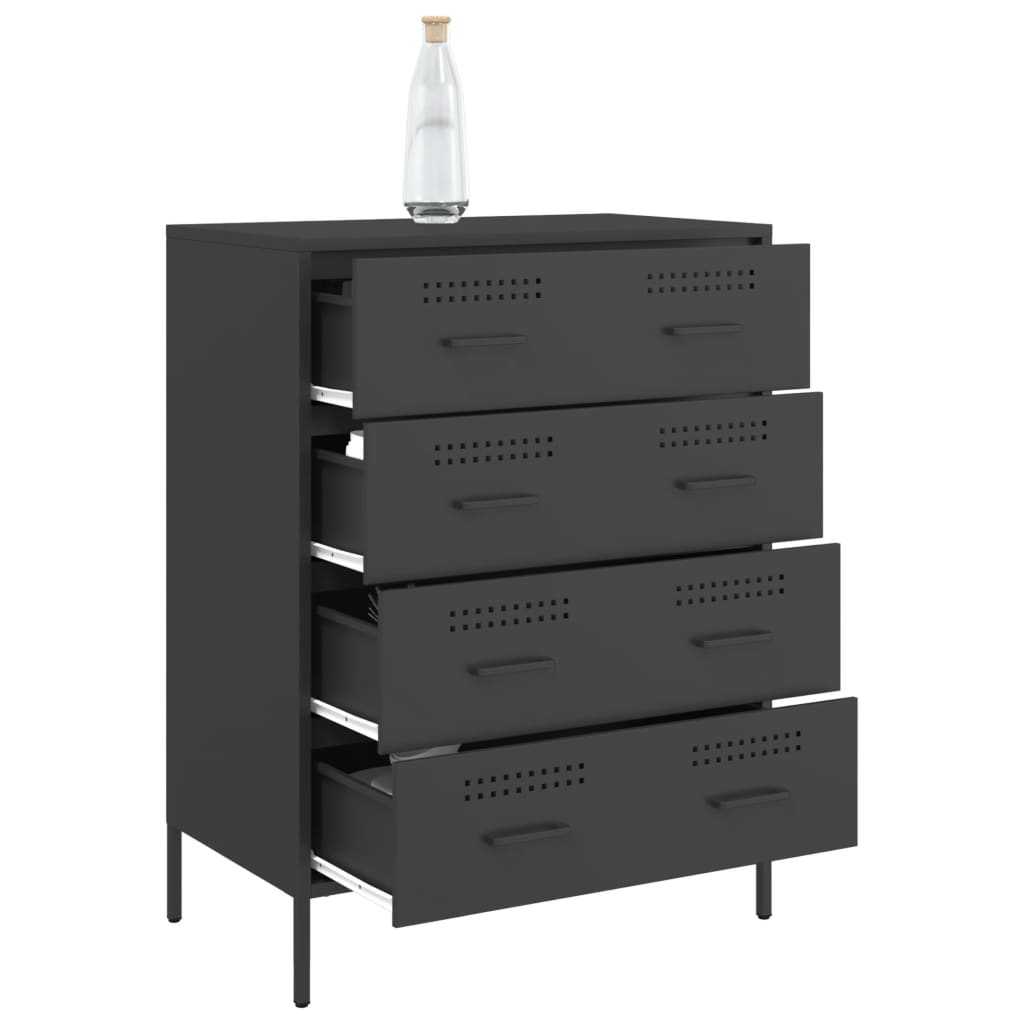 Komoda crna 68 x 39 x 89 cm čelična