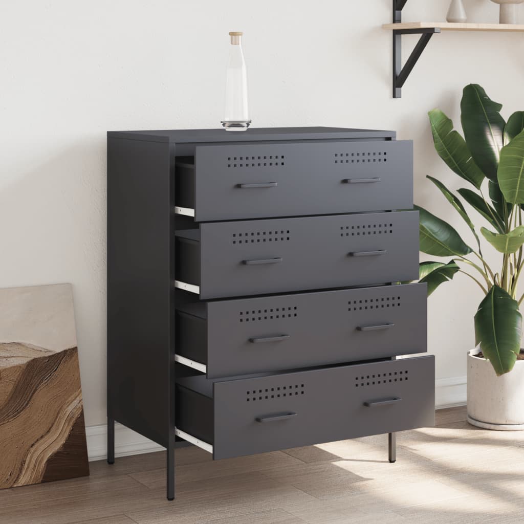 Komoda antracit 68 x 39 x 89 cm čelična