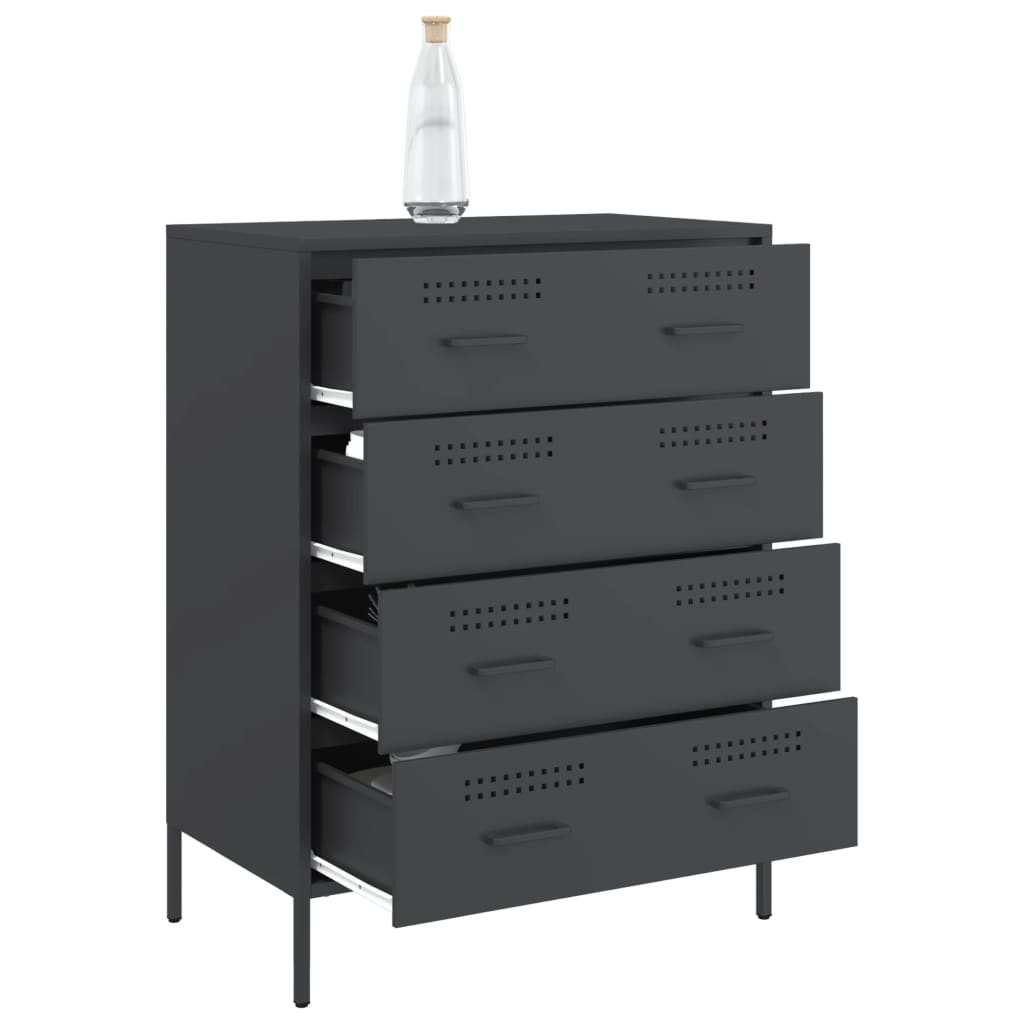 Komoda antracit 68 x 39 x 89 cm čelična