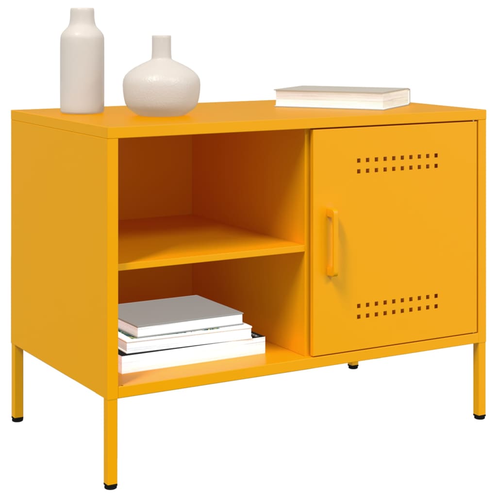 TV ormarić žute boje senfa 68 x 39 x 50,5 cm čelični