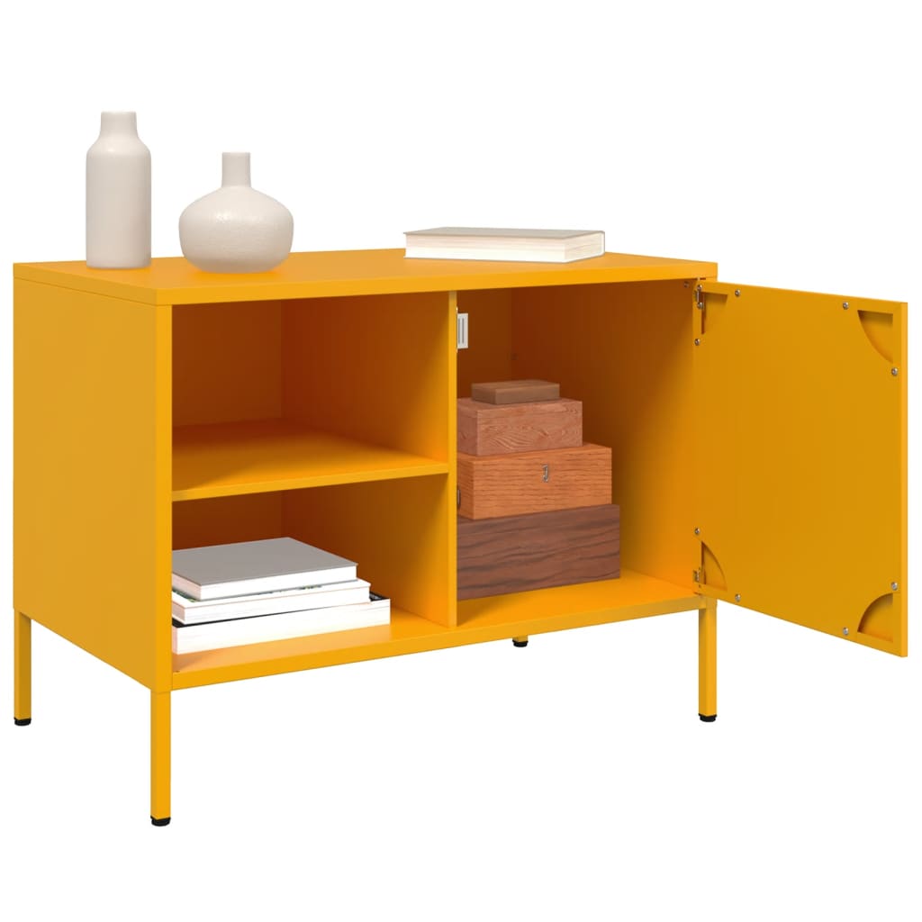 TV ormarić žute boje senfa 68 x 39 x 50,5 cm čelični