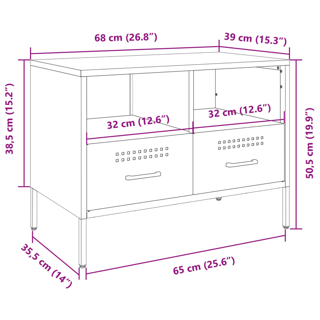 TV ormarić maslinastozeleni 68 x 39 x 50,5 cm čelični