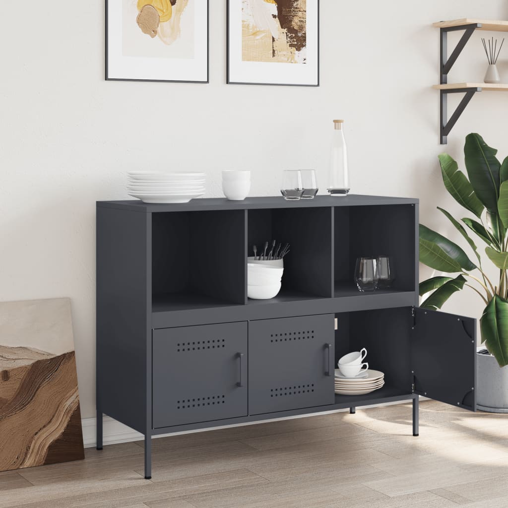 Komoda antracit 100,5 x 39 x 79 cm čelik