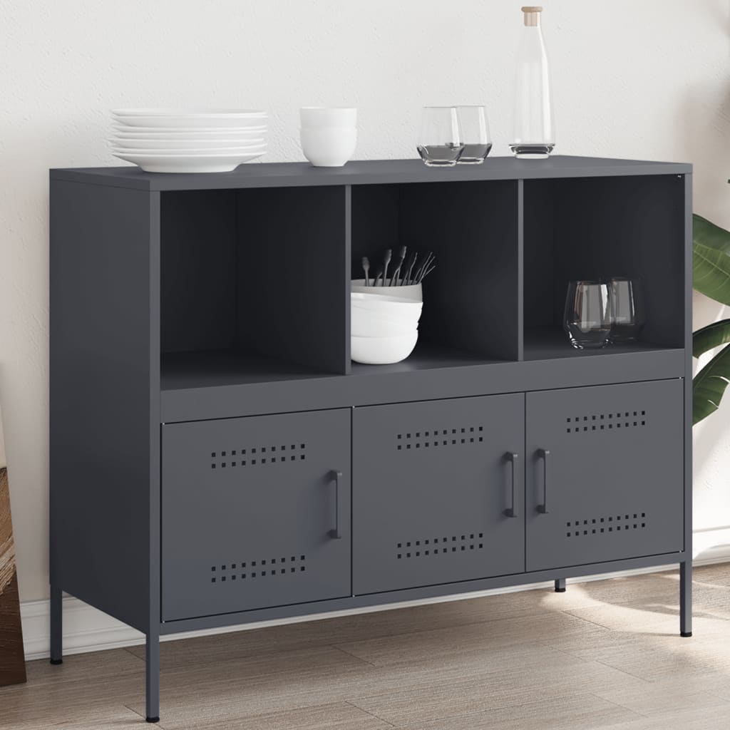 Komoda antracit 100,5 x 39 x 79 cm čelik