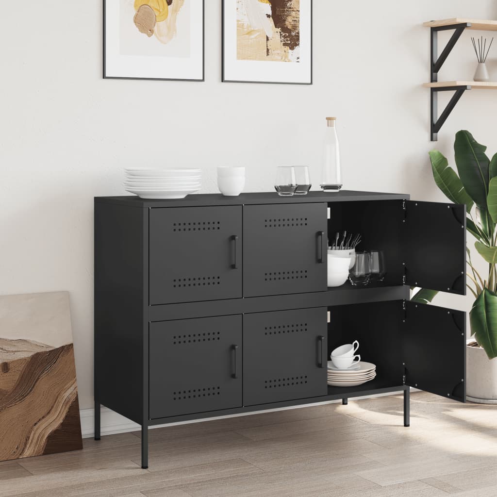 Komoda crna 100,5 x 39 x 79 cm čelik