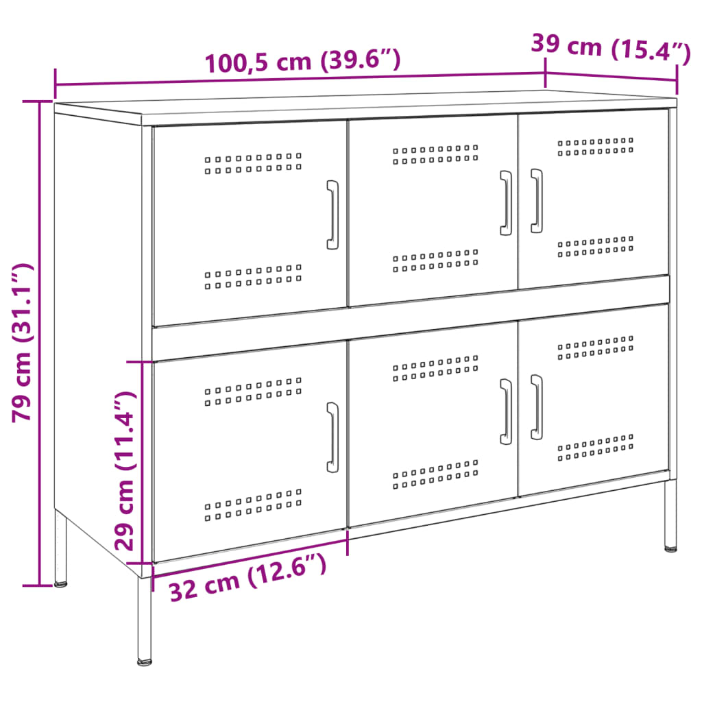 Komoda crna 100,5 x 39 x 79 cm čelik