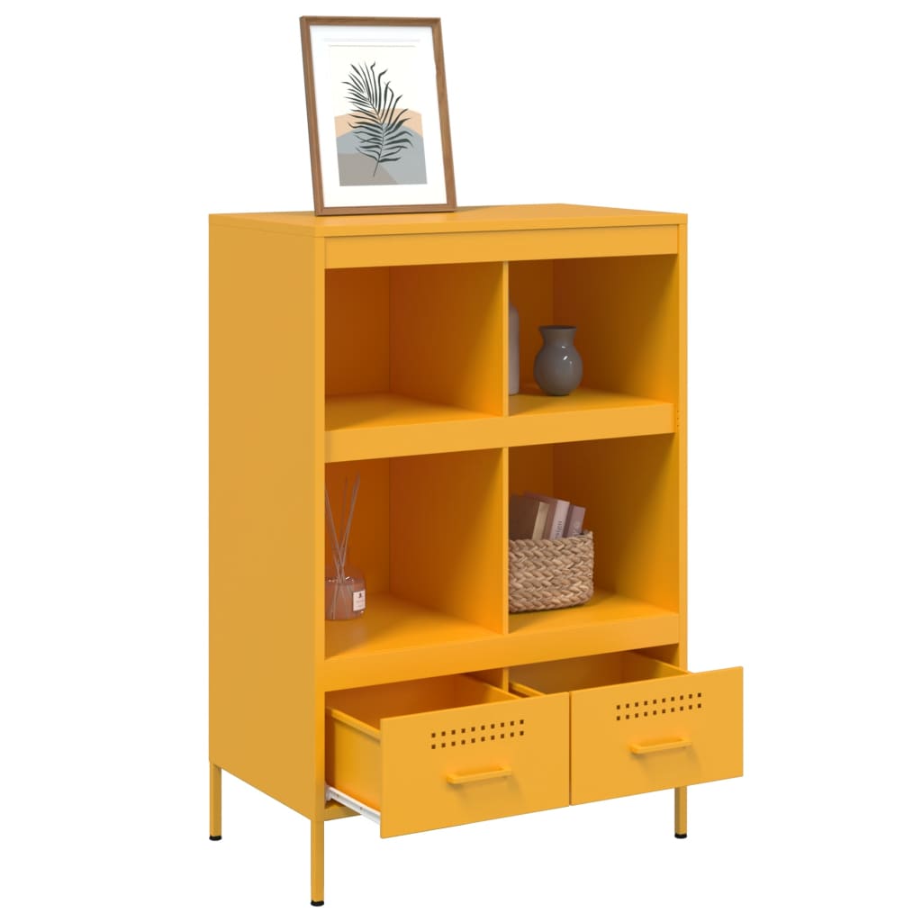 Visoka komoda boja senfa 68x39x101,5 cm od čelika
