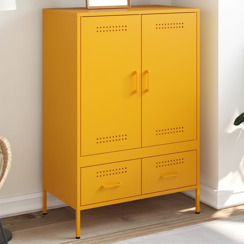 Visoka komoda boja senfa 68x39x101,5 cm od čelika