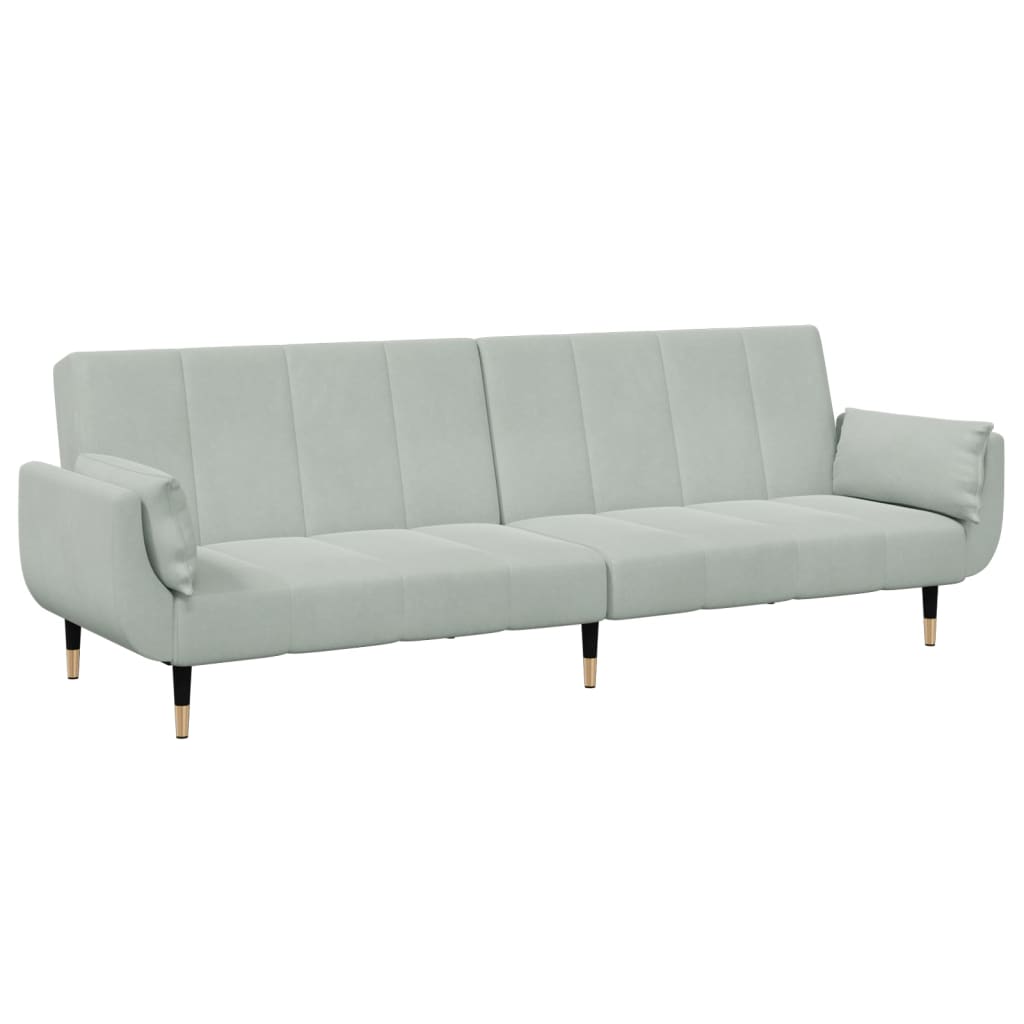 Dvosjed na razvlačenje s tabureom svjetlosivi baršunasti