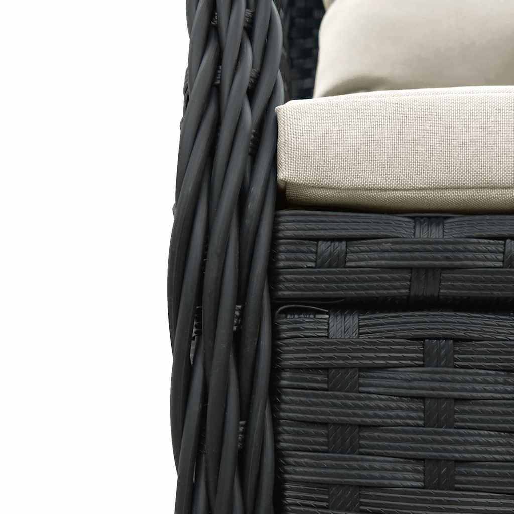 5-dijelni vrtni blagovaonski set s jastucima od poliratana crni Crna 160 x 80 x 74 cm