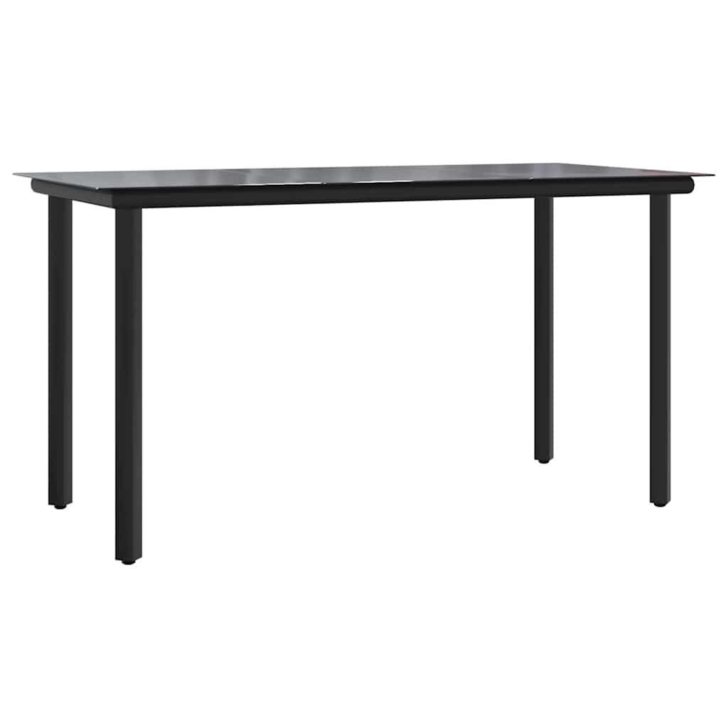 7-dijelni vrtni blagovaonski set s jastucima crni od poliratana Crna 200 x 100 x 74 cm